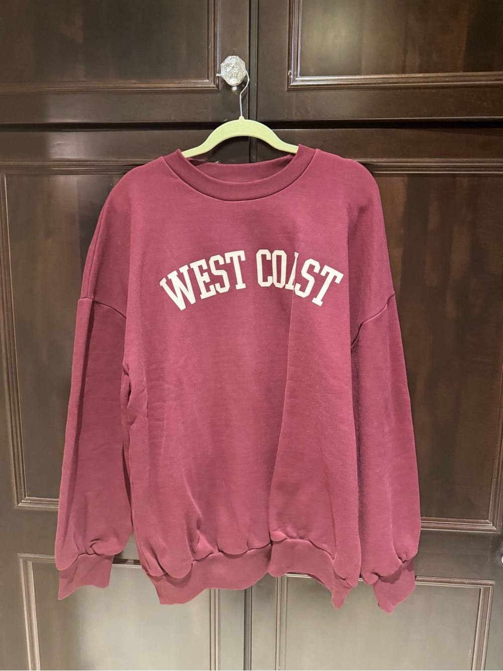 OAK + FORT Burgundy "West Coast" Crewneck Sweatshirt